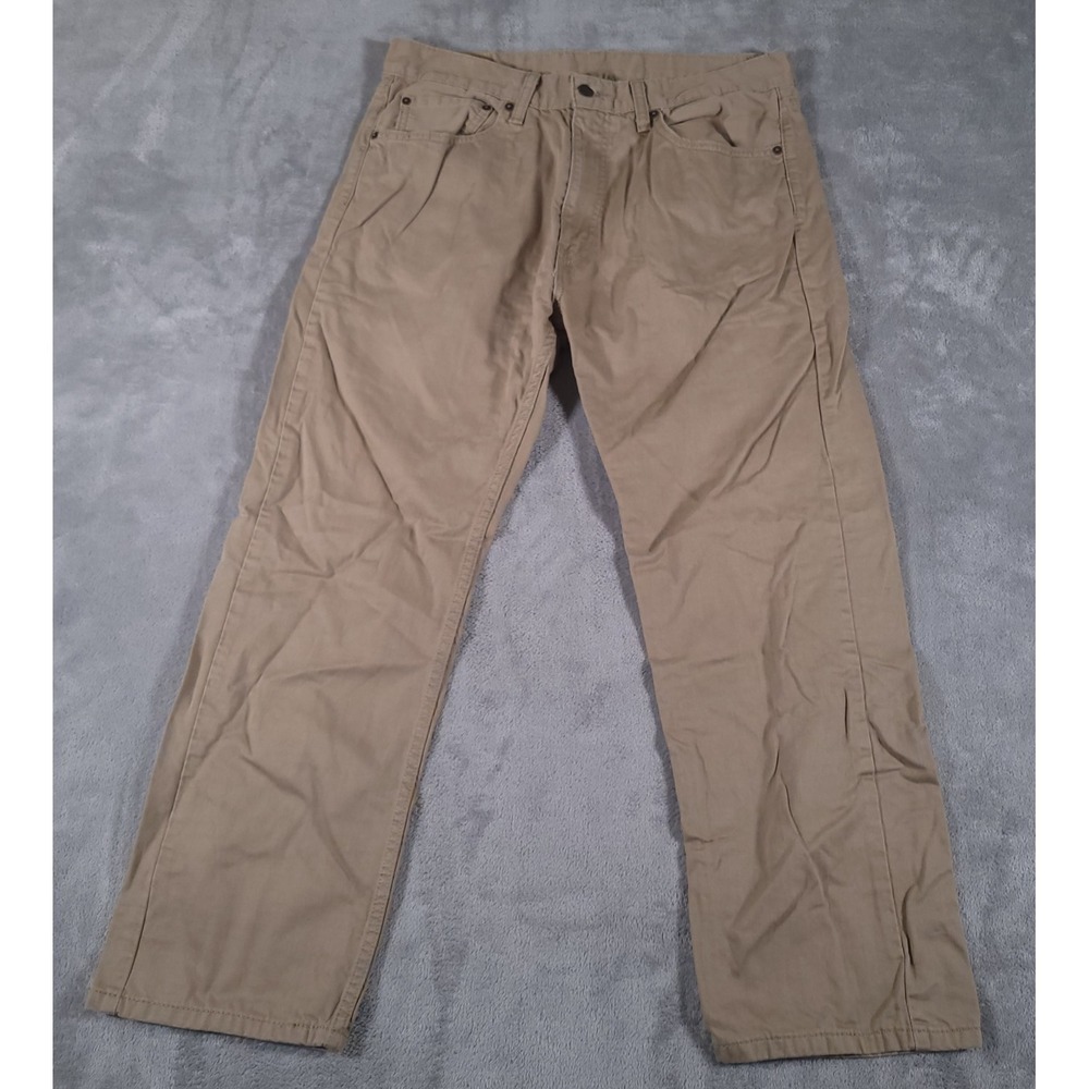 Levi's 505 Jean Mens 36x29 (Fits 34x29) Tan Straight Leg Cotton‎ Denim Pants